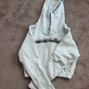 Adidas crop hoodie sky blue